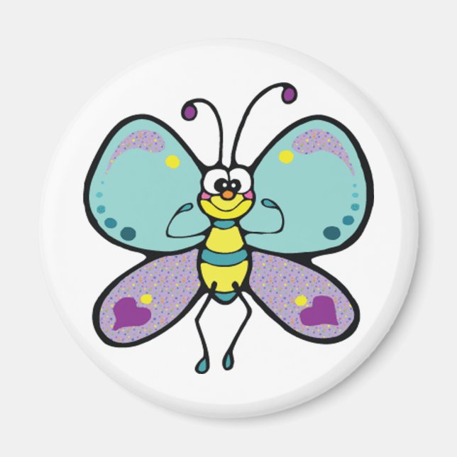Purple, Blue and Funny Butterfly Magnet (Front)