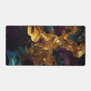 Purple, Blue, and Gold Liquid Marble Desk Mat