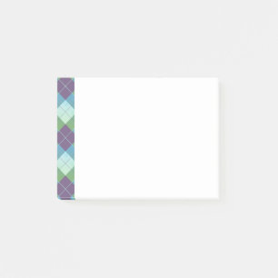 Purple Blue and Green Argyle Style Plaid Post-it Notes