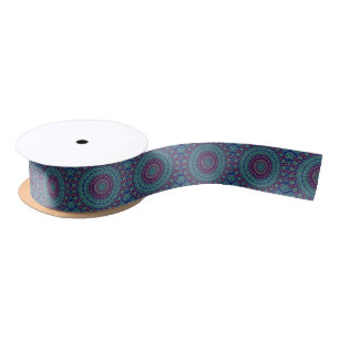 Purple, Blue and Green Mandala Satin Ribbon