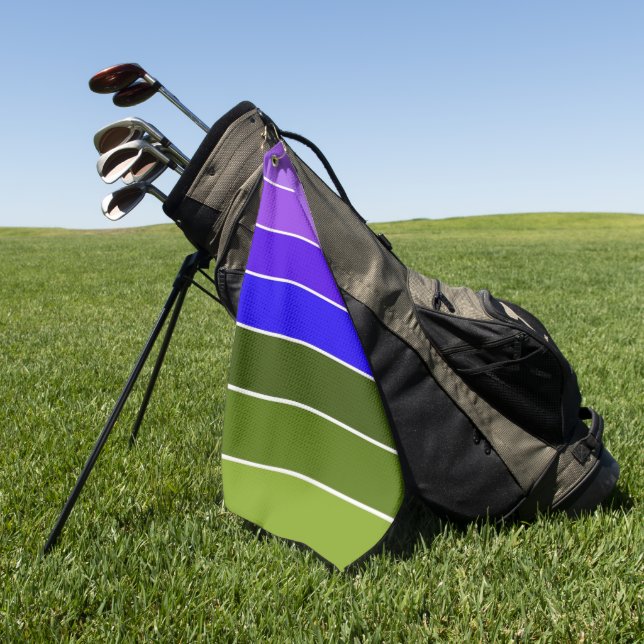 Purple, Blue and Green Stripes Golf Towel (Green)