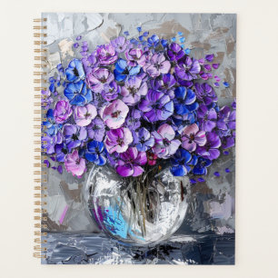 Purple Blue and Grey Floral Planner