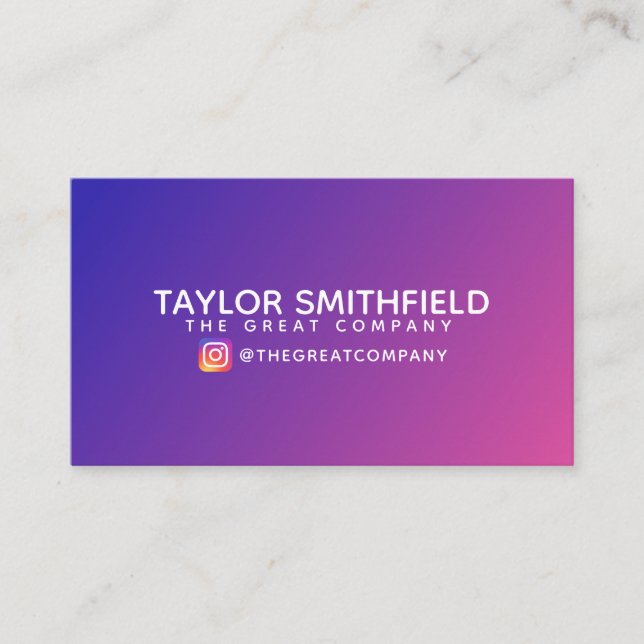 Purple Blue and Pink Color Gradient Business Card (Front)
