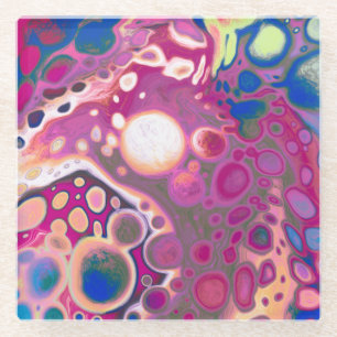 Purple, blue and pink Digital Modern Abstract Glass Coaster
