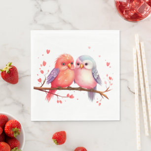 Purple, Blue and Pink Lovebirds  Napkin