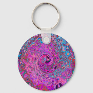 Purple, Blue and Red Abstract Retro Swirl Keychain