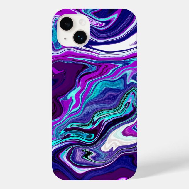 Purple, Blue and Teal Abstract Fluid Art   Case-Mate iPhone Case (Back)