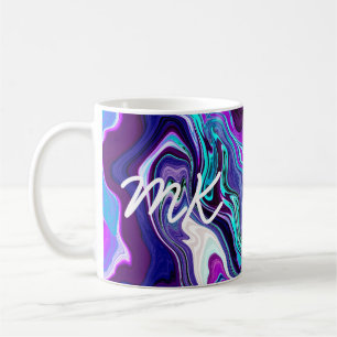 Purple, Blue and Teal Abstract Fluid Art  Coffee Mug
