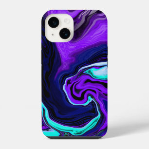 Purple, Blue and Teal Abstract Fluid Art   iPhone 14 Case