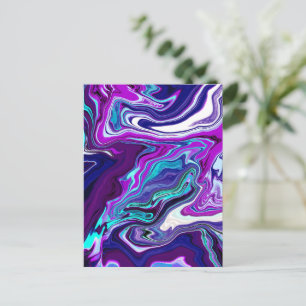 Purple, Blue and Teal Abstract   Thinking of You C Postcard