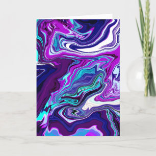 Purple, Blue and Teal Abstract   Thinking of You Card