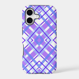 Purple, Blue and White Geometric Plaid