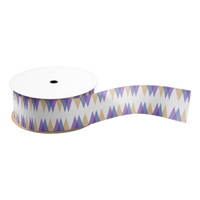 Purple, blue and yellow triangles grosgrain ribbon (Spool)
