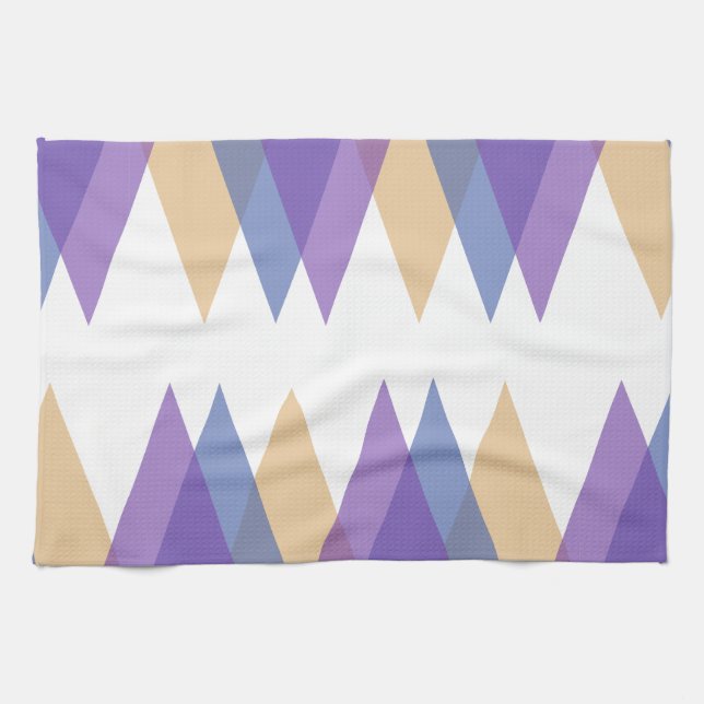 Purple, blue and yellow triangles kitchen towel (Horizontal)