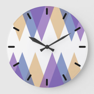 Purple, blue and yellow triangles large clock