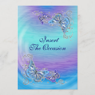 Purple blue birthday engagement wedding invitation