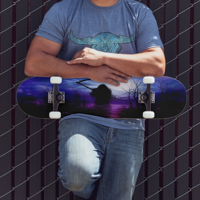 Purple Blue Black Grim Reaper Fantasy Night Skateboard (Outdoor 3)