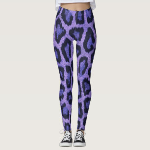Purple Blue Black Leopard Animal Print Leggings