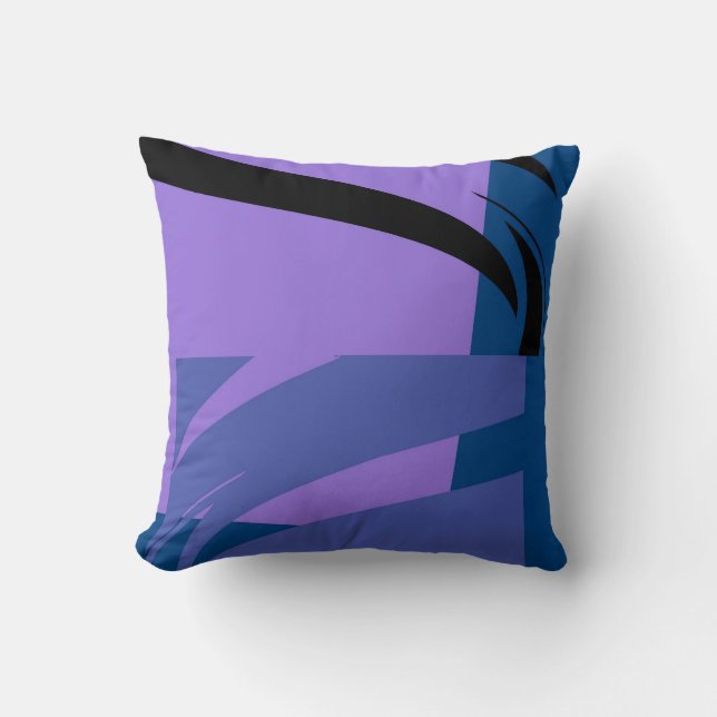 Purple blue black Retro Abstract Art Throw Pillow (Front)