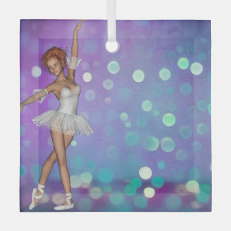 Purple & Blue Bokeh Background & Ballerina Glass Ornament