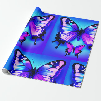 Purple & Blue Butterfly Design Wrapping Paper