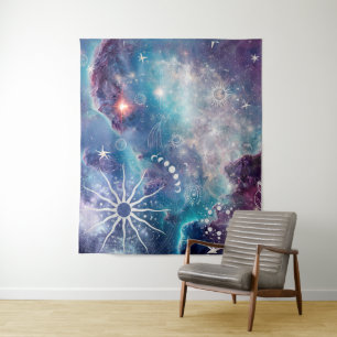 Purple Blue Celestial Pattern Tapestry