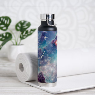 Purple Blue Celestial Pattern Water Bottle