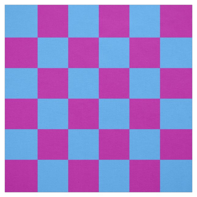 Purple Blue Chequered Check Pattern Fabric (Swatch)