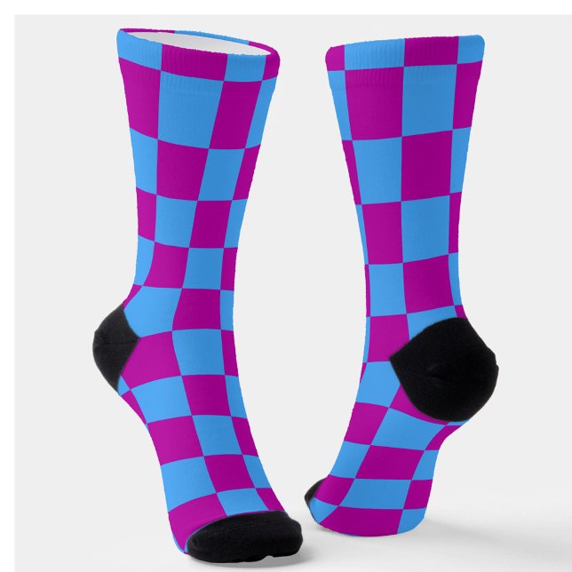 Purple Blue Chequered Check Pattern Socks (Creator Uploaded)