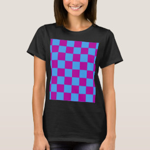 Purple Blue Chequered Check Pattern T-Shirt