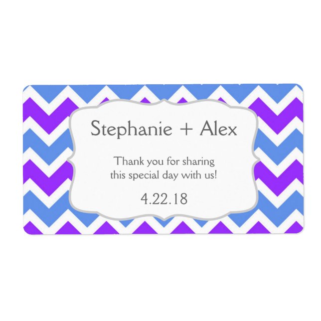 Purple & Blue Chevron Water Bottle - customize it! (Front)