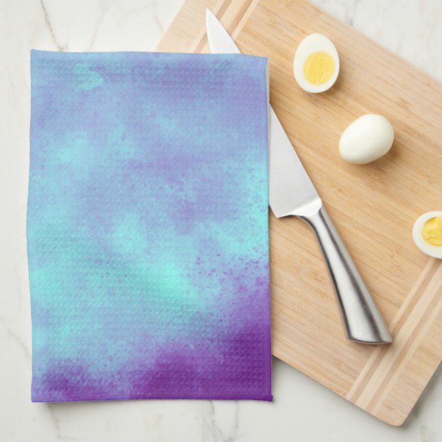 Purple & Blue Cloud Effect Tea Towel (Quarter Fold)