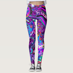 Purple, Blue Colorful Bubbles Abstract Modern     Leggings