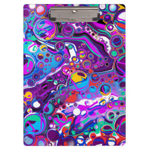Purple, Blue Colourful Bubbles Abstract Modern   Clipboard