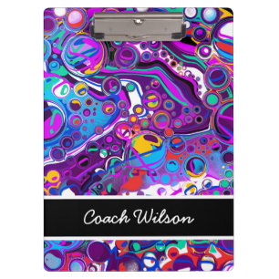 Purple, Blue Colourful Bubbles Abstract Modern   Clipboard