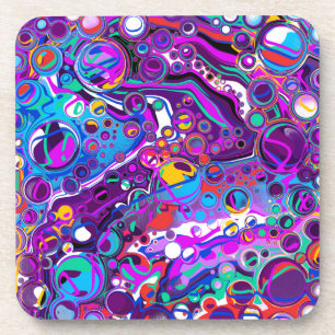 Purple, Blue Colourful Bubbles Abstract Modern   Coaster