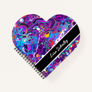 Purple, Blue Colourful Bubbles Abstract Modern Notebook