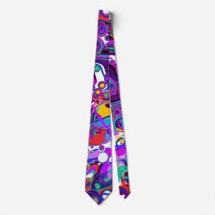 Purple, Blue Colourful Bubbles Abstract Modern Tie