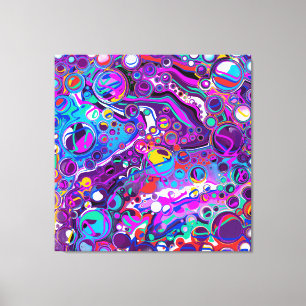 Purple, Blue Colourful Marble Fluid Art  Canvas Print