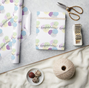 Purple Blue Congratulations Graduation Wrapping Paper