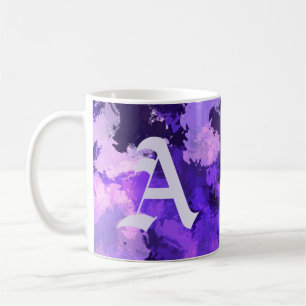 Purple Blue & Cool Abstract Shapes with Big Letter Coffee Mug