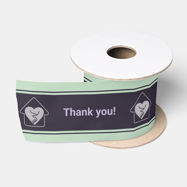 Purple & Blue Custom Logo Thank You Satin Ribbon (Spool)