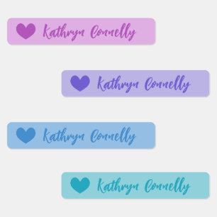 Purple Blue Cute Heart Pretty Script