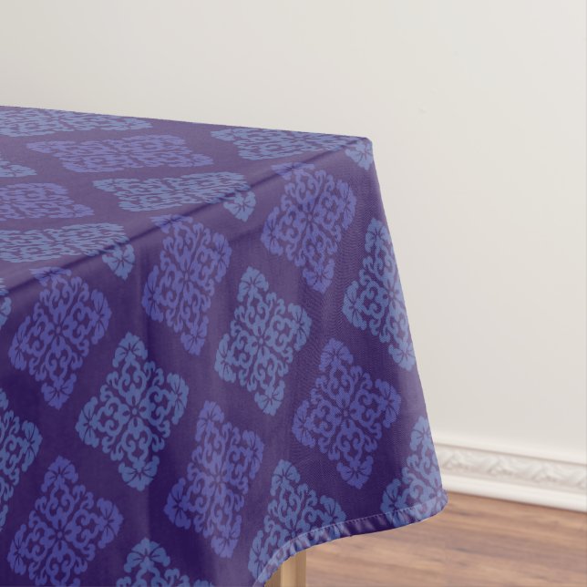 Purple & Blue Damask Pattern Tablecloth (In Situ)