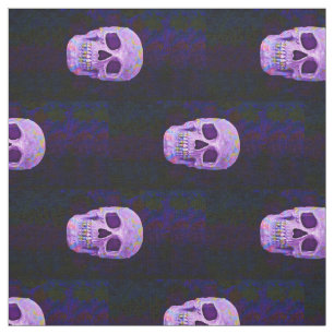 Purple Blue Day Of The Dead Skull Fabric