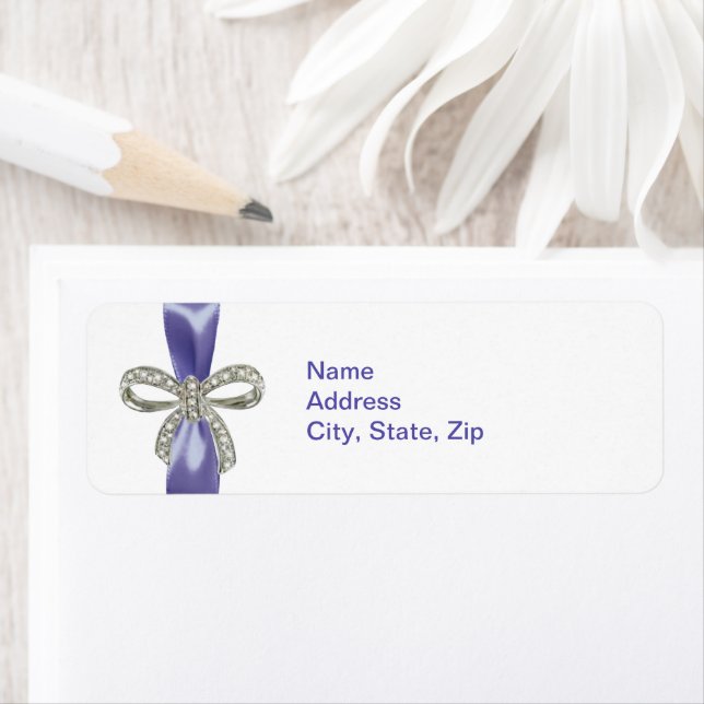 Purple Blue Diamond Bow Address Labels (Insitu)
