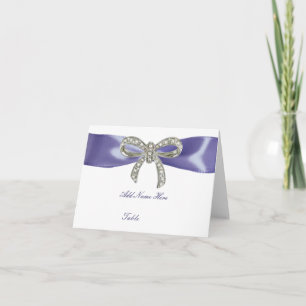 Purple Blue Diamond Bow Folded Table Place Card