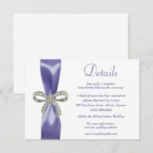 Purple Blue Diamond Bow Wedding Details Enclosure Invitation