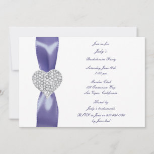 Purple Blue Diamond Heart Bachelorette Party Invitation