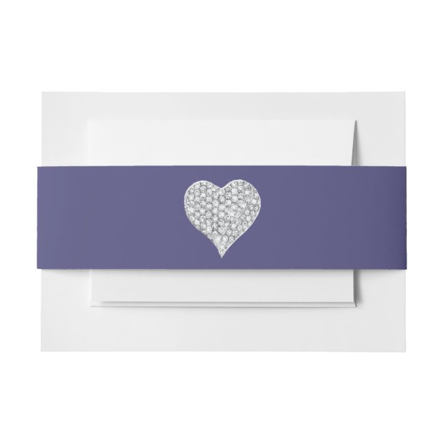 Purple Blue Diamond Heart Invitation Belly Band (Front Example)